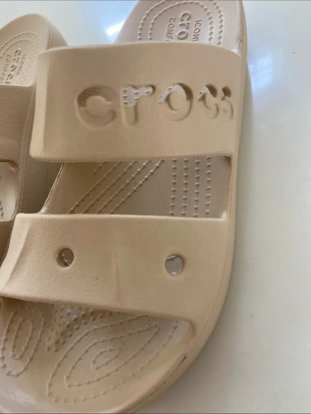 CROCS Kids Beige Dual-Strap Slide Sandals